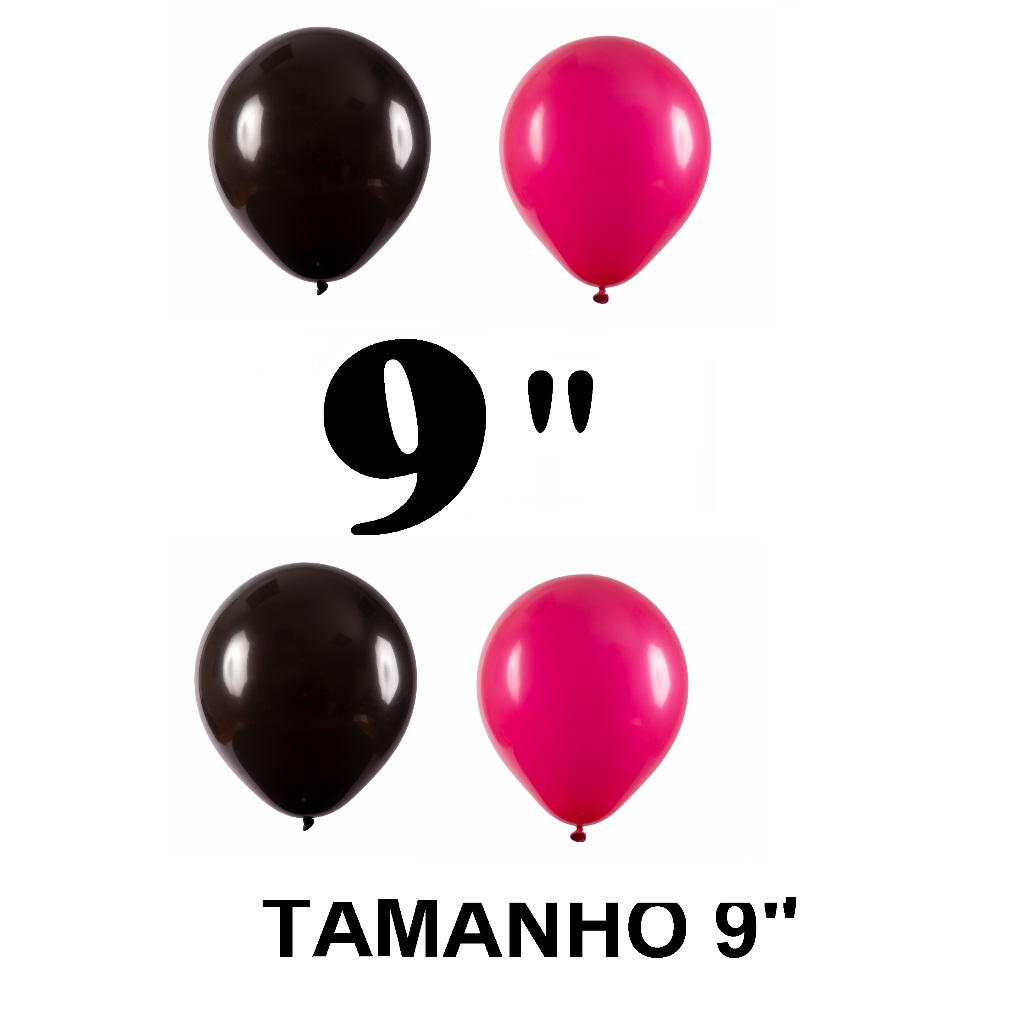 Balão - Bexiga Pink c/ Preto Pacote c/30 unidades sortidos N9 em Oferta na Shopee