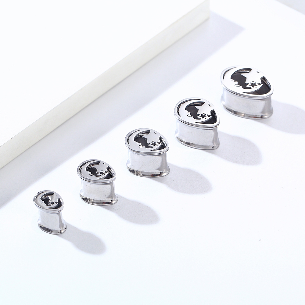 Alargador Aço Cirúrgico Gota/lua E Estrela em Oferta na Shopee