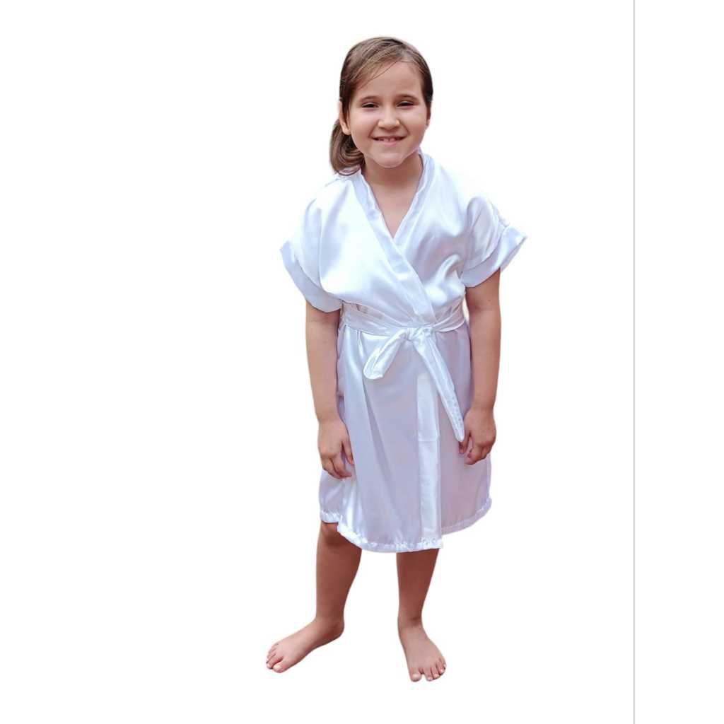 Robe infantil criança branco bordado daminha em dourado em Oferta na Shopee