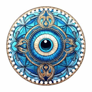 Base MDF Fio de Malha Crochê Mandala Mau-Olhado Olho Grego Mod3