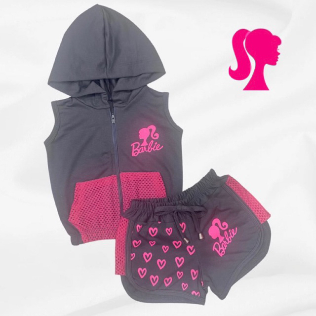 Conjunto Infantil e Juvenil de Short + Colete de Moletom feminino - Infantil e Infanto Juvenil - 2 ao 16 anos - Love Coração Amor