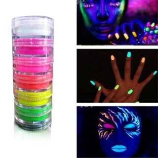 kit com 6 Pó Neon Torre Florescente Unhas De Gel Maquiagem e Decoração