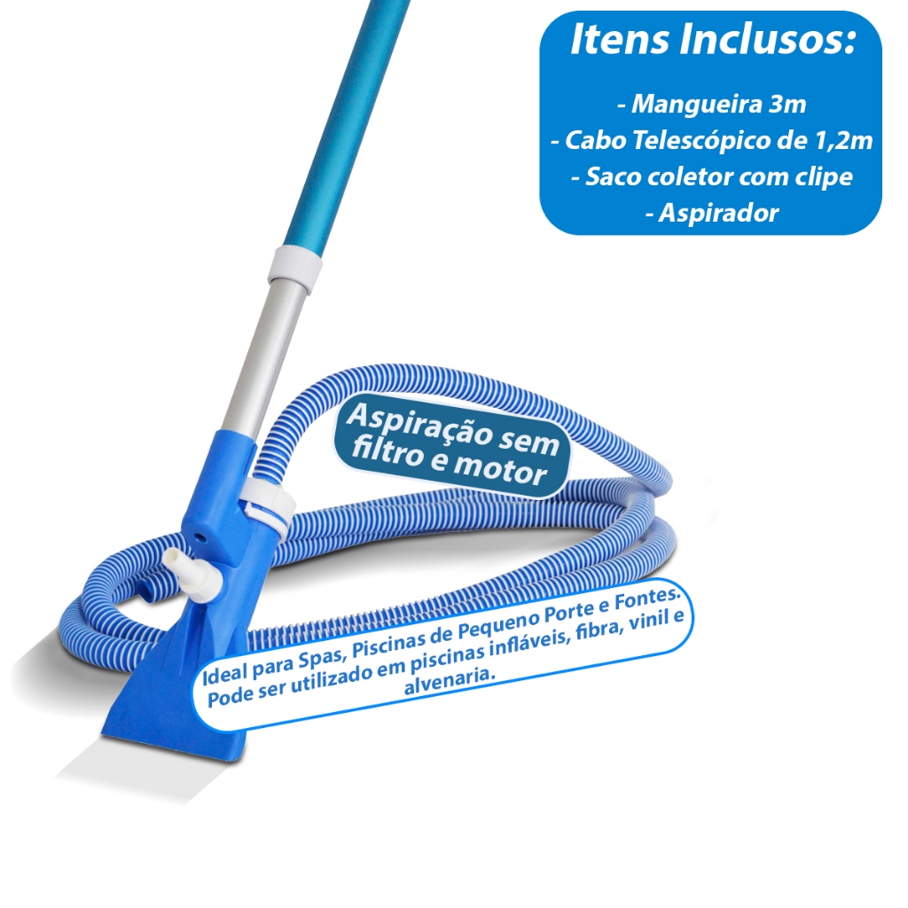 Aspirador De Piscina Spa Com Cabo e Mangueira Aspiração Sem Motor e Filtro Venturi Intex Inflável