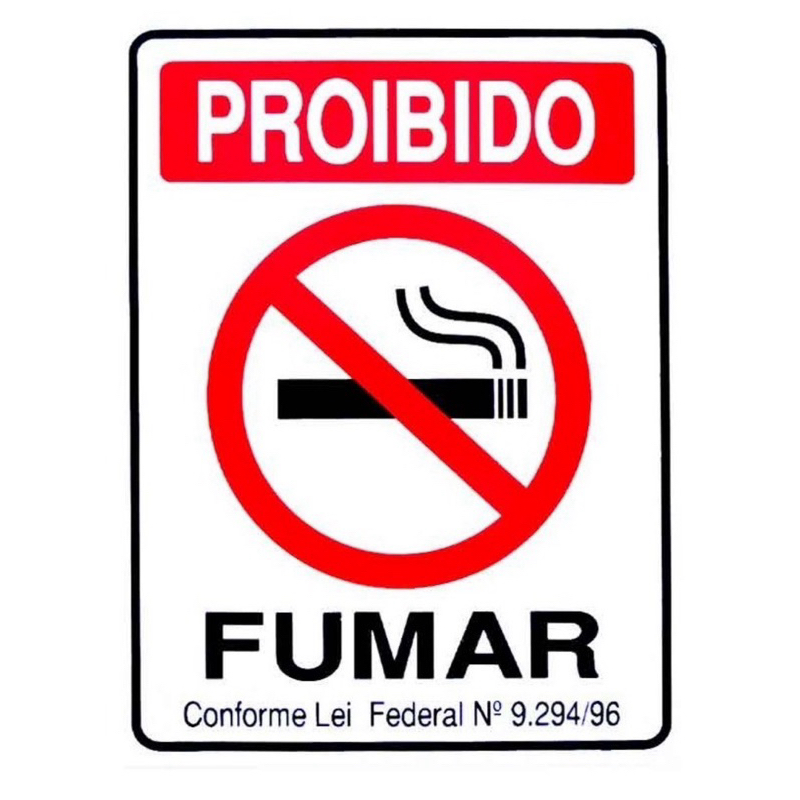 Placa Proibido Fumar Sinalização Condomínio Empresa Galpão Comércio 15cmx20cm