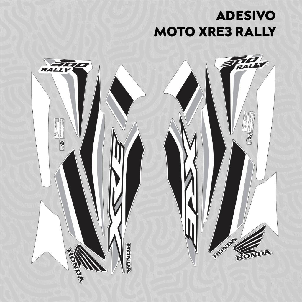 KIT - ADESIVO PARA MOTO - XRE 300 - CINZA - 2019 em Oferta na Shopee