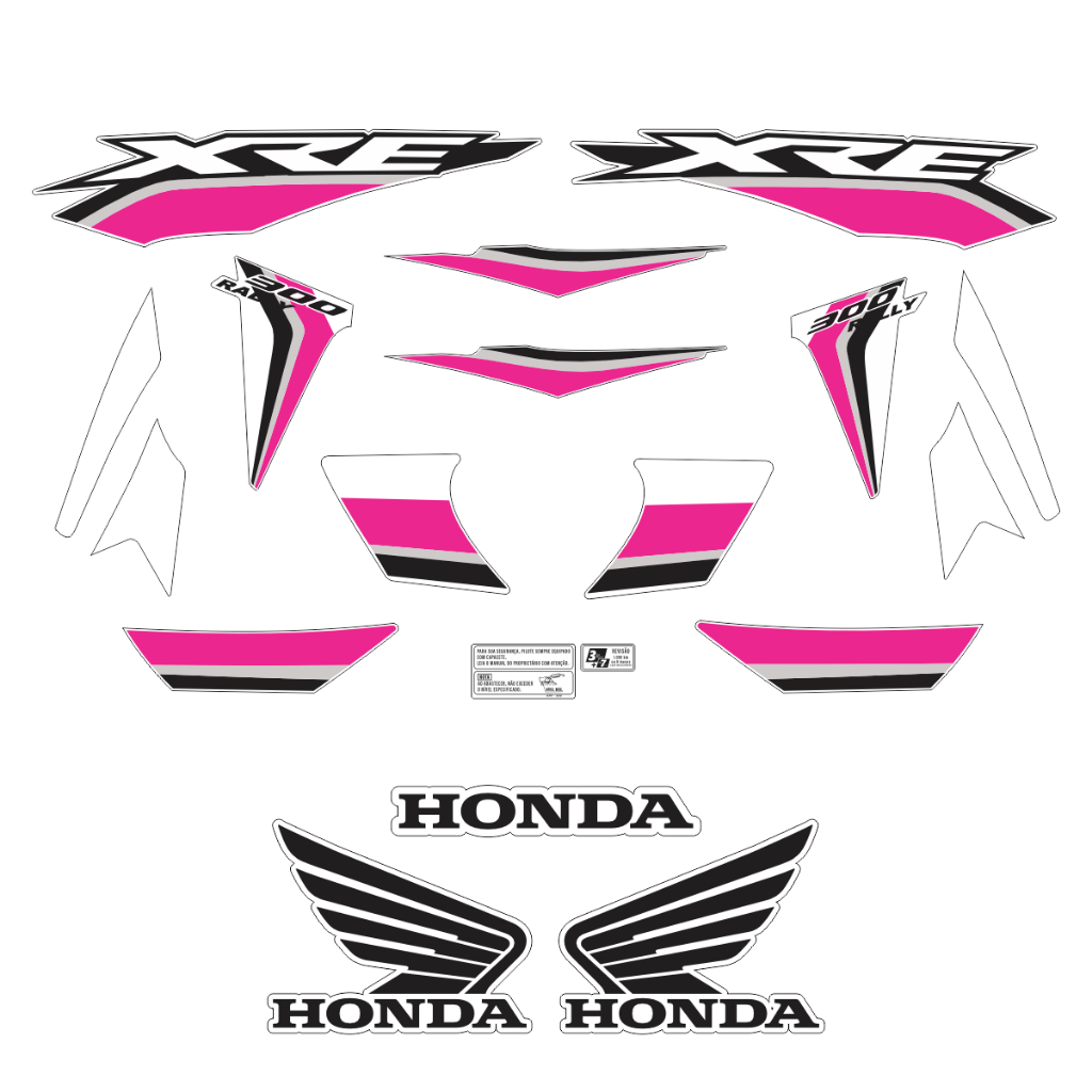 KIT - ADESIVO PARA MOTO - XRE 300 - ROSA - 2019