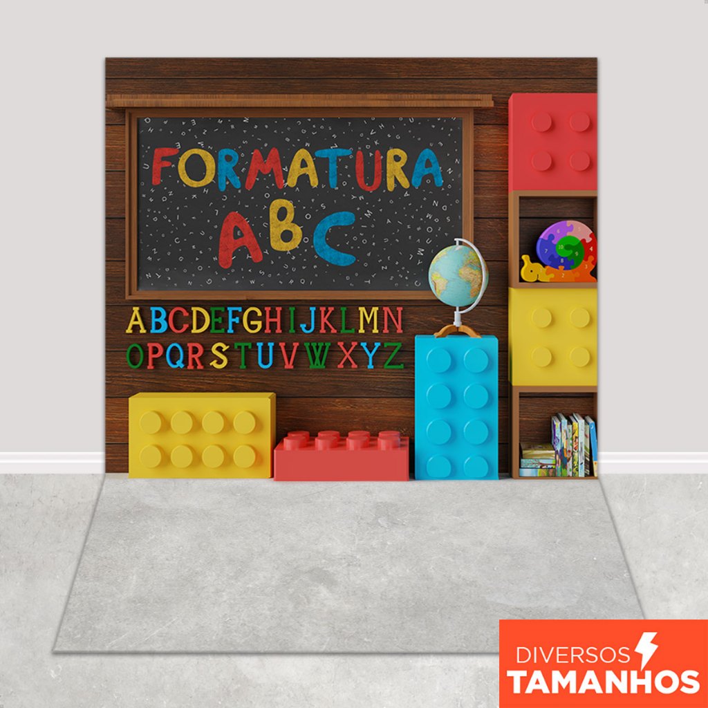 Fundo Fotográfico Formatura Infantil ABC Blocos Painel Em Tecido Sublimado - FFC-886