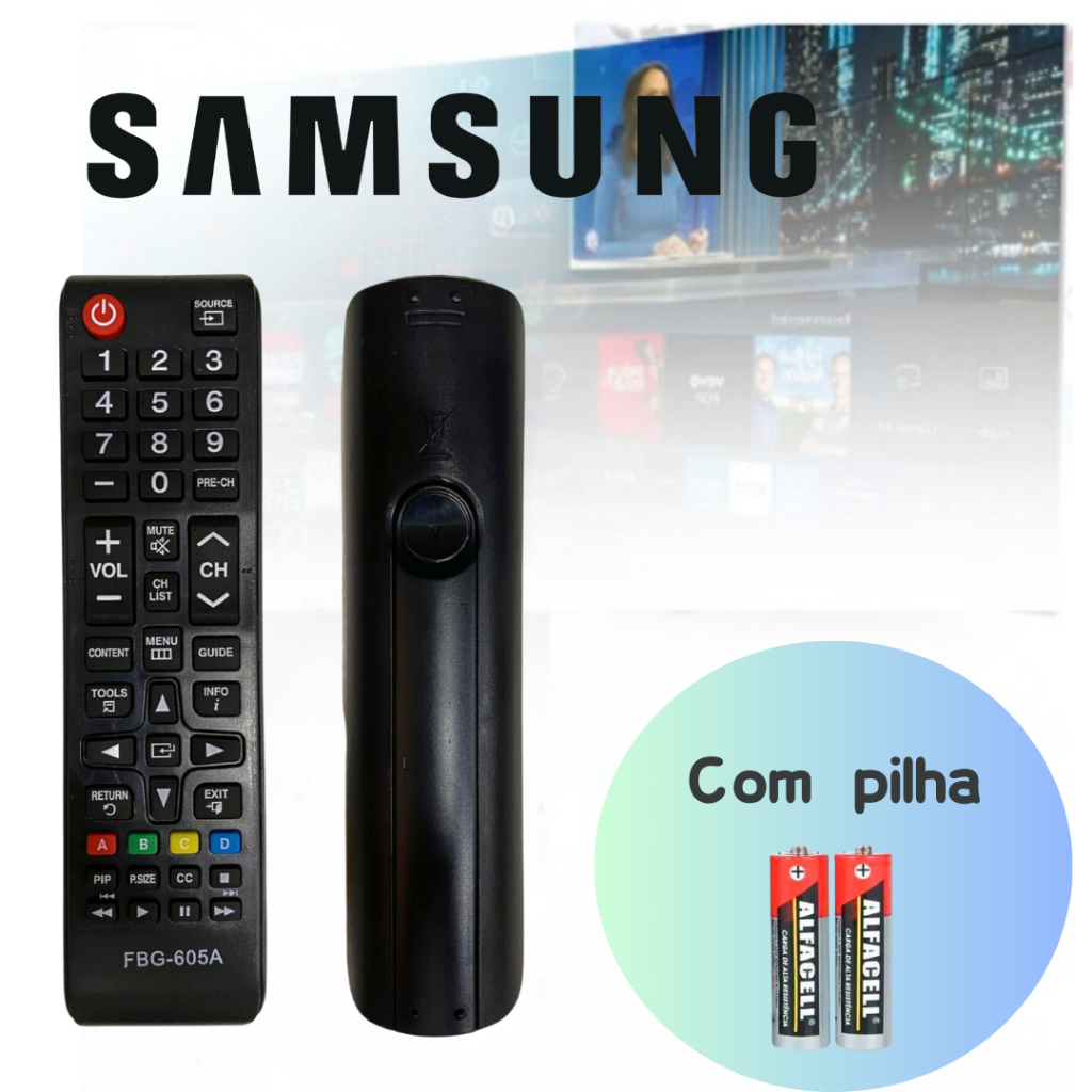 Controle Remotocom Samsung Smart TV Smart Hub e Samsung Smart TV Com 2 Pilhas