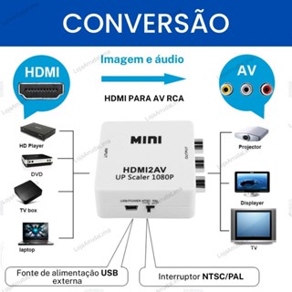 Adaptador Para Converter Entrada Hdmi Em Av Full Hdmi 2Av