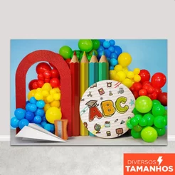 Fundo Fotográfico Infantil Formatura Cenário Painel para Foto ABC Colorido Em Tecido Sublimado - FFC-888