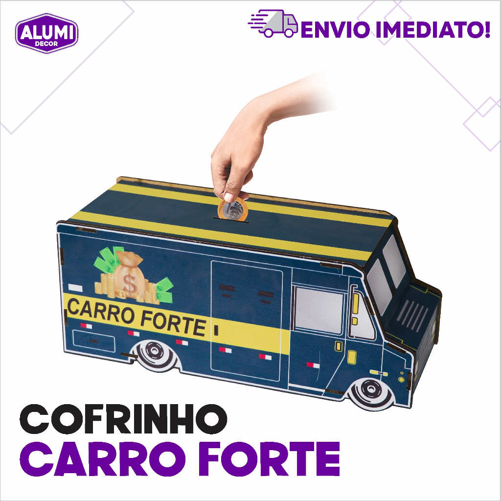 Cofre de MDF Carro Forte Artesanato Cofrinho para juntar moedas