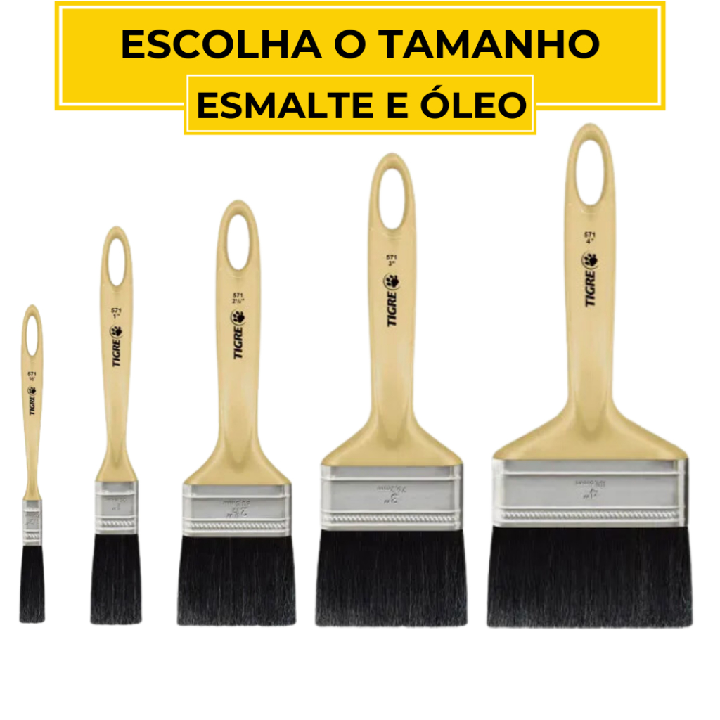 Pincel Trincha Dupla Para Esmalte e Óleo Tigre 571 Pintura Escolha o Tamanho em Oferta na Shopee