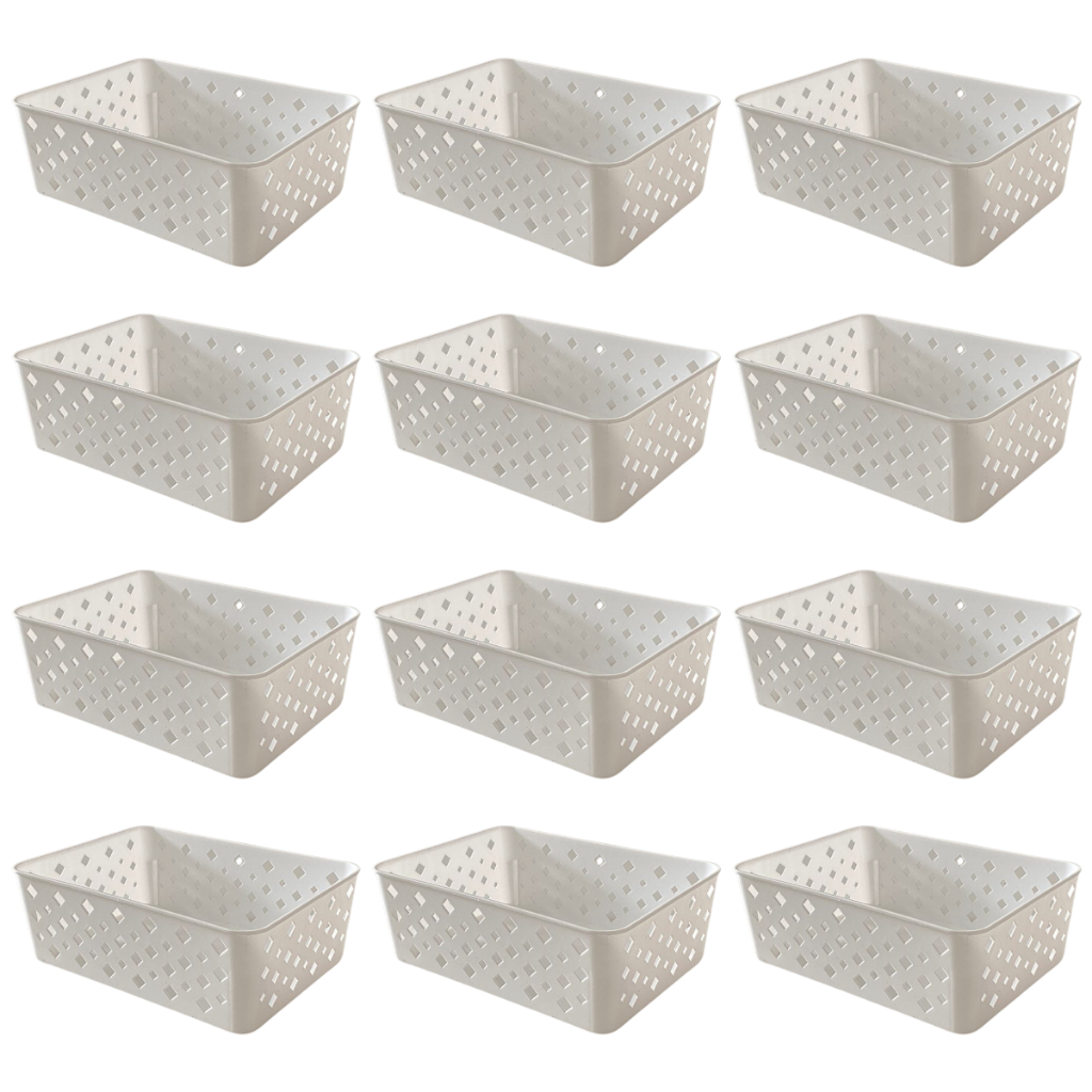 Kit 12 Cestos Organizadores Colorido Multiuso Médio Empilhável Gaveta Armário Lavanderia 19x14x6,5 em Oferta na Shopee