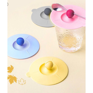 Kit Dois AB-Tampa Copo Silicone Grau Alimentos Caneca à prova de poeira Tampa Grampo à prova de vazamento Colher Selada Caneca de Café Tampa Selada Garrafa de Água Acessórios