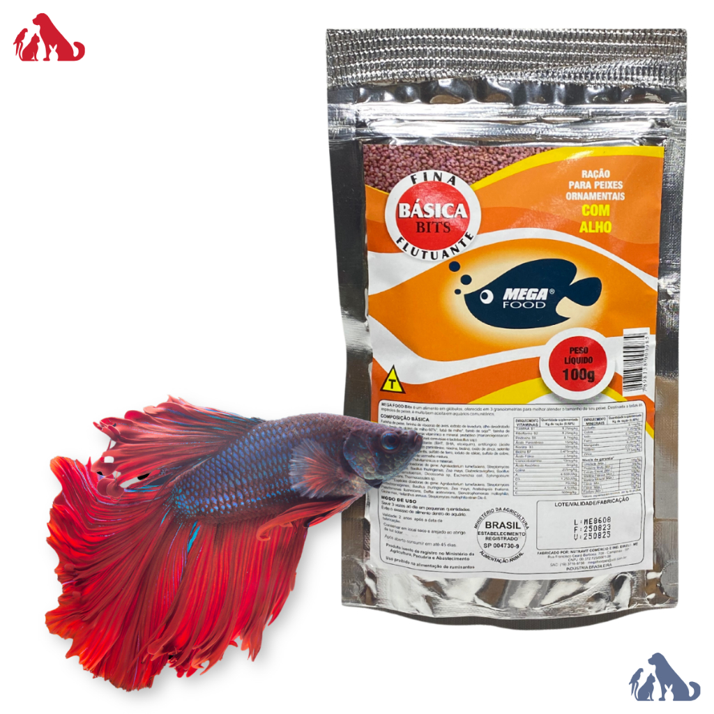 Ração Basica para Peixes Ornamentais Bits Alho Fina Mega Food - Comprar com Melhor Preço em Essenciais para Culinária