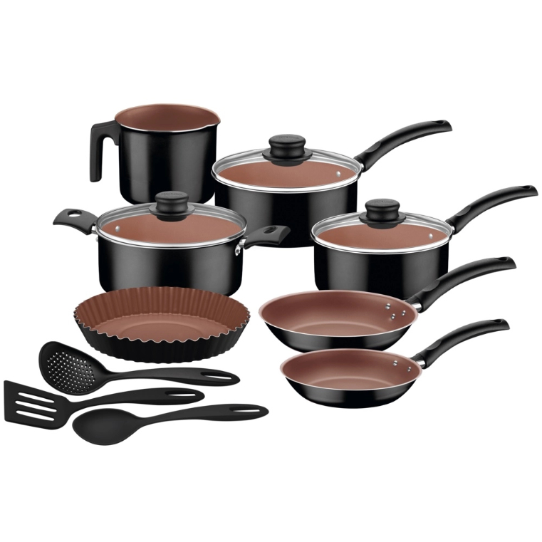 Jogo de Panelas Tramontina Turim em Alumínio com Revestimento Interno em Starflon Max Preto 10 Peças em Oferta na Shopee