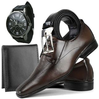 Sapato Social Masculino com Relógio, Cinto e Carteira Touroboots