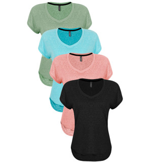 Kit 04 Blusa Blusinha Feminina Tapa Bumbum Mullet Gola V
