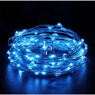 Cordão Fio de Fada 30 Leds Azul Fio Prateado 3m Pilha