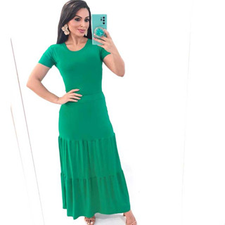 Saia Longa Lisa de Malha 3 Marias moda evangélica