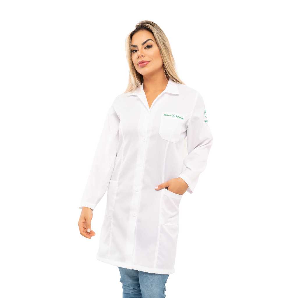 Jaleco Feminino Personalizado Bordado Biomedicina