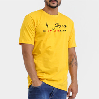 Camiseta Unisex Jesus Is My Lifeline Camisa 100% Algodão Moda Evangélica