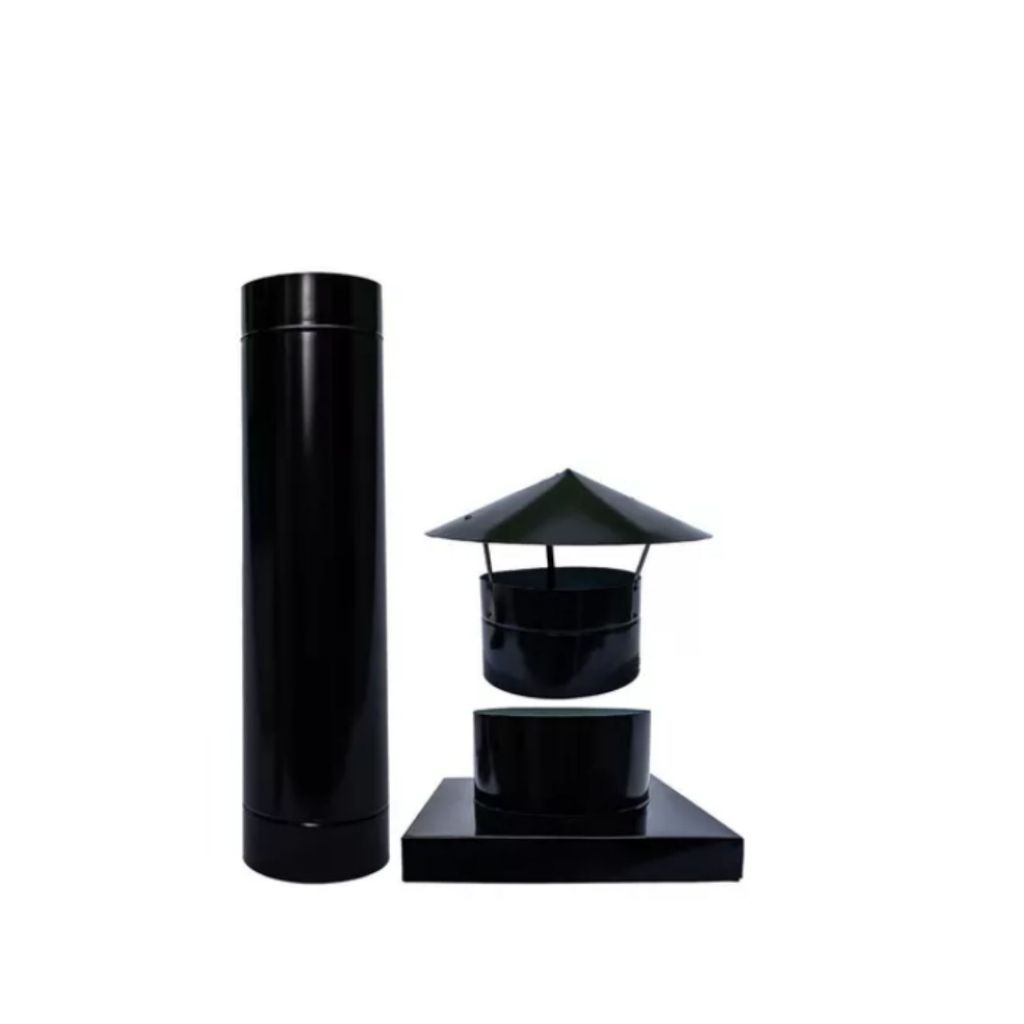Kit Duto Tubo Chaminé 20x60cm Metal Adaptador Chapéu Churrasqueira Forno Lareira Exaustor (Veja o Vídeo De Montagem)