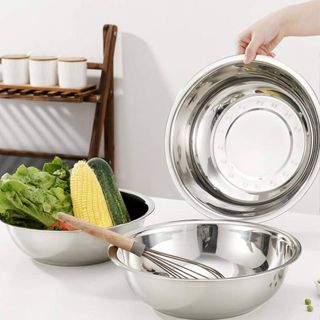 Kit 2 bacias bowl em aço inox multiuso 1,5 L