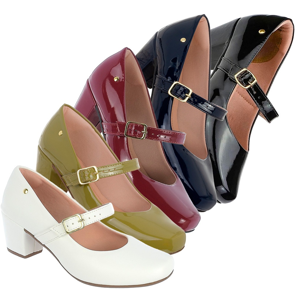Sapato Boneca Verniz Salto Bloco Conforto Adulto Com Fivela Feminino Sapatilha  Marinho Preto Nude Sapatilha Boneca em Oferta na Shopee