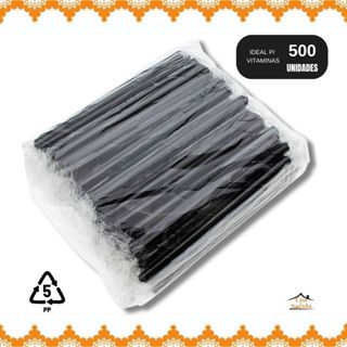 Canudo Plástico para Vitamina Preto c/ 500 UN