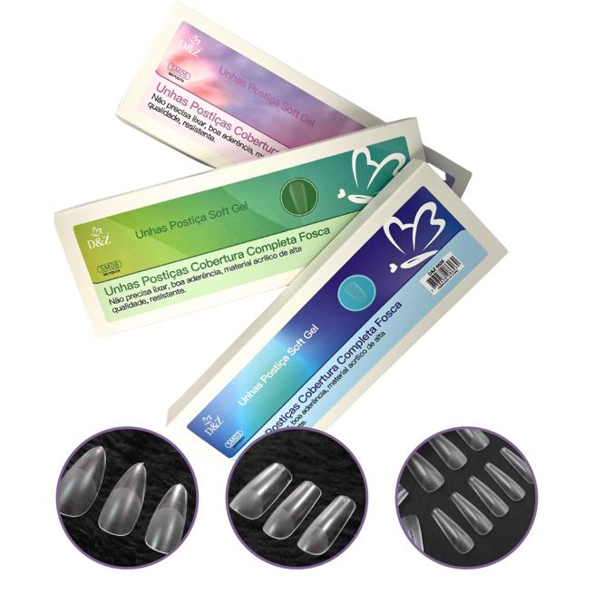 Unhas Postiças Soft Gel D&z Unhas de Gel - 300 Peças