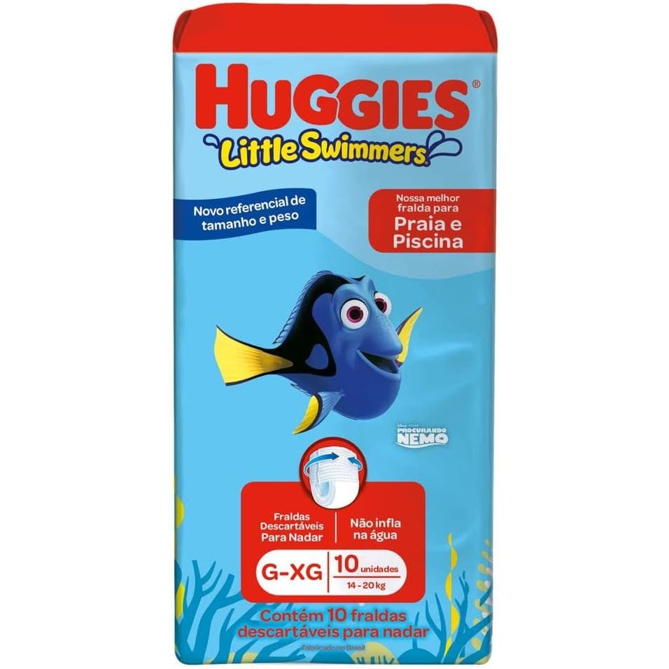 FRALDA DE PISCINA PRAIA HUGGIES LITTLE SWIMMERS G-XG - 10 unidades