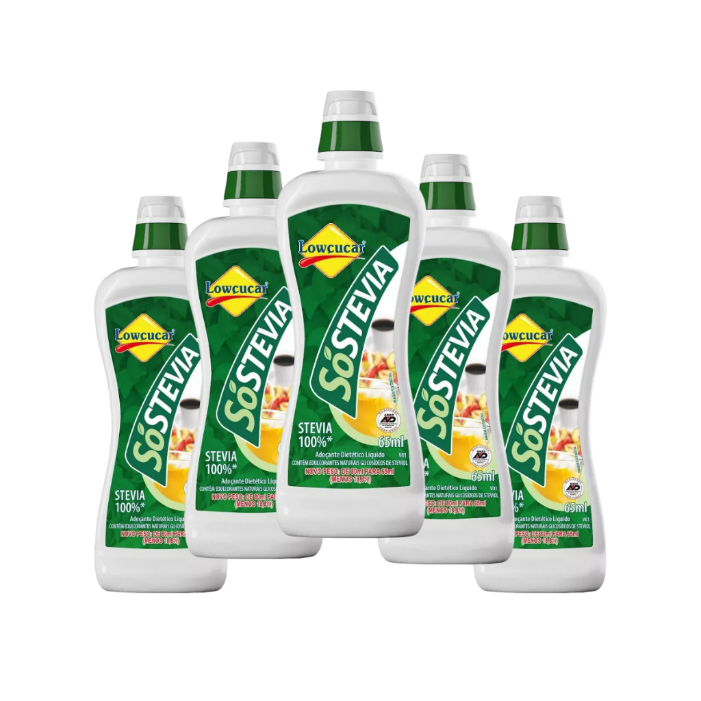 5 Adoçante 100% Só Stévia Liquido 65ml Lowçucar