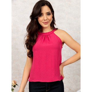 Regata Feminino Blusa Gola Alta Em tecido Duna Moda Verão