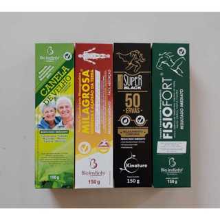 Kit 4un Pomadas Massageadoras 150g Bio Instinto - Canela de Velho - Milagrosa - Super Black 50 Ervas - Fisiofort