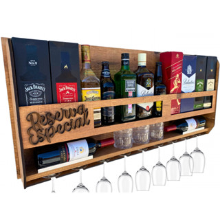 Bar de Parede Adega 100% Mdf Barzinho Vinhos Garrafas Taças Madeira Decoração Whiskey Reserva Especial