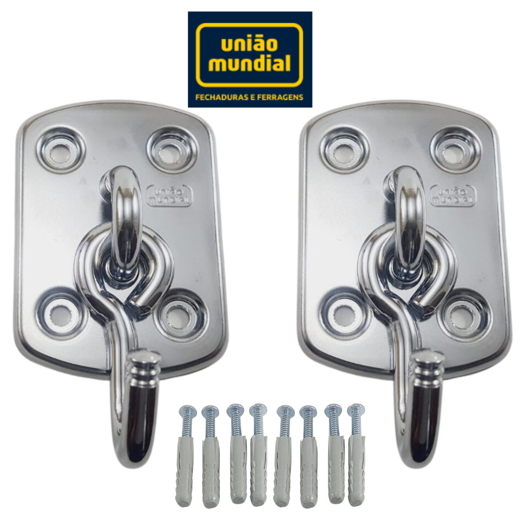 Gancho de Rede Descanso para Parede Madeira União Mundial Armador Silencioso Reforçado 1 par em Oferta na Shopee