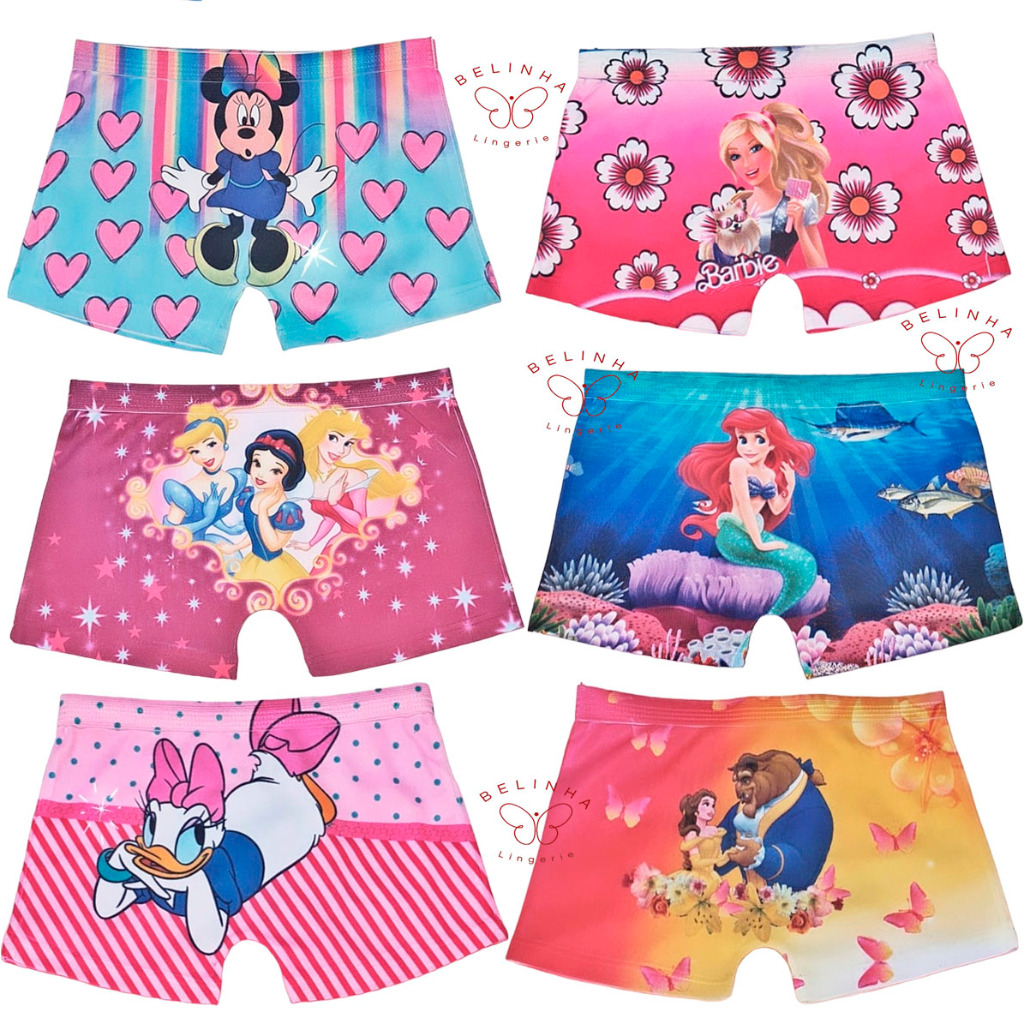 Kit 5 Calcinha Shortinho Box Infantil