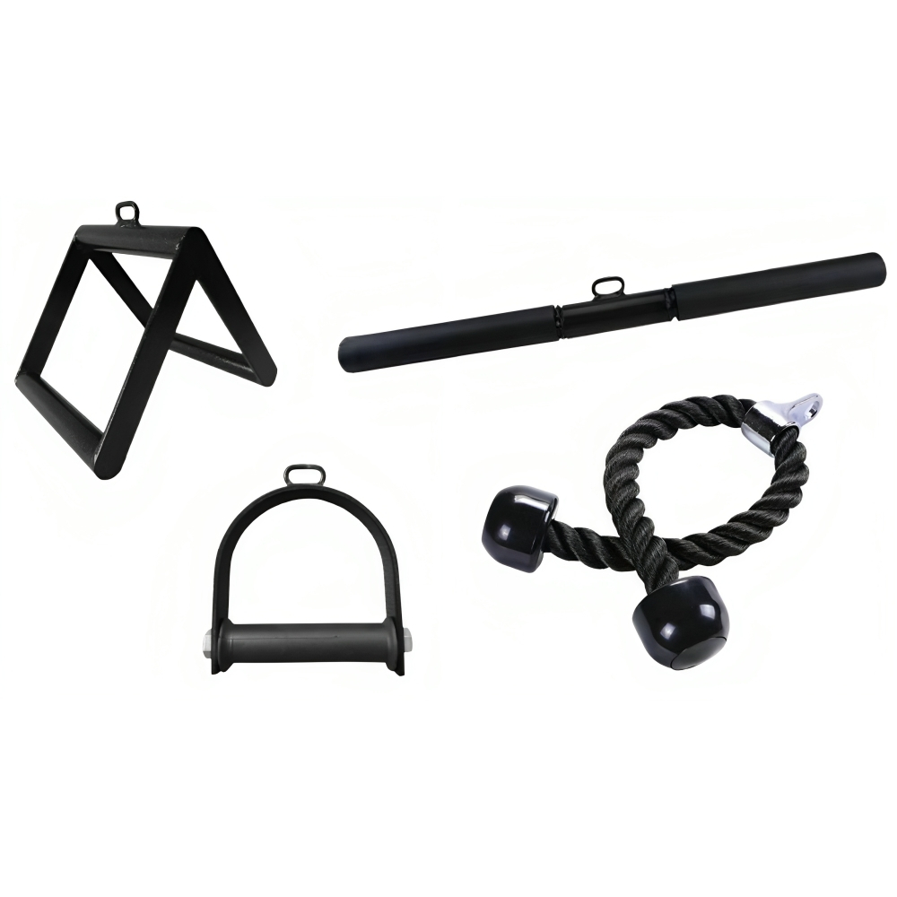 Kit 4 Puxadores Barra Reto Corda Tríceps Triangulo Remada Estribo Crossover Musculação Academia Fitness