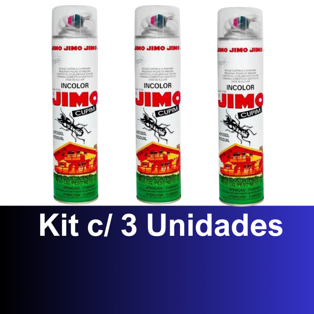 3UN - Jimo Cupim Spray 400ml com Agulha Aplicadora / Combate Cupins, Brocas e Formigas Domésticas
