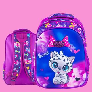 Mochila Infantil Escolar Feminina de Gatinha Impermeável