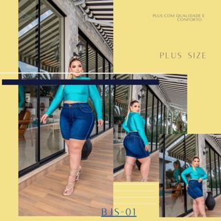 ShortsFeminino jeans PlusSize Cintura Alta premier