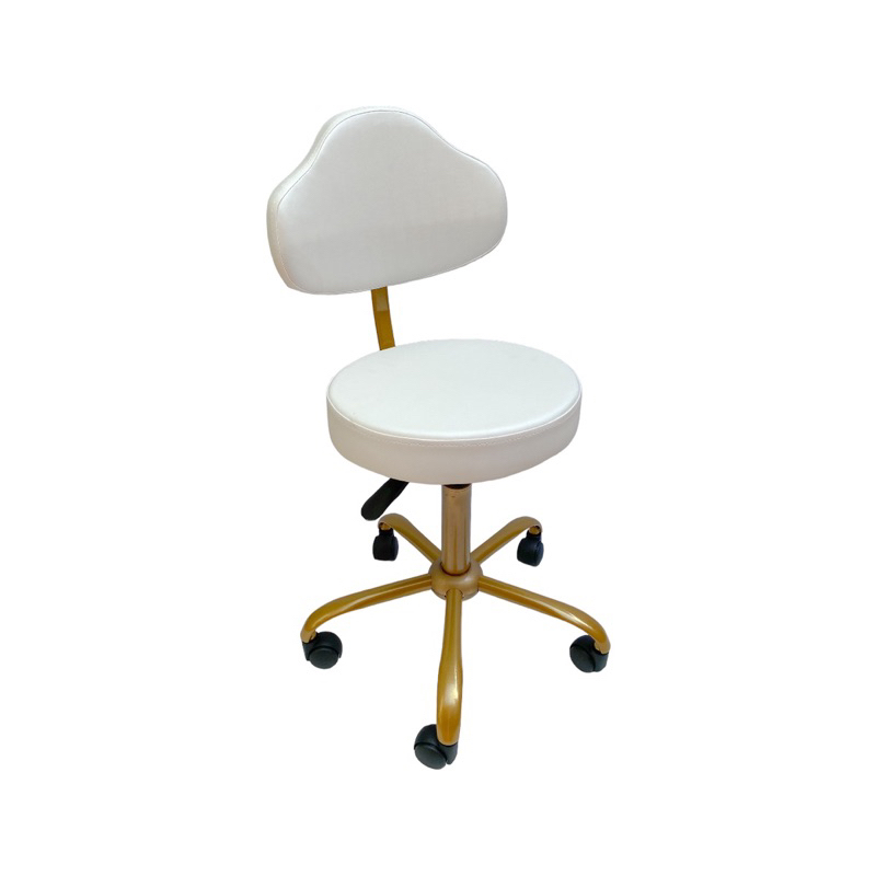 Cadeira Mocho Plus Couvin Branco - Base Giratória Dourada para Clinicas de estetica manicures dentistas Medicos