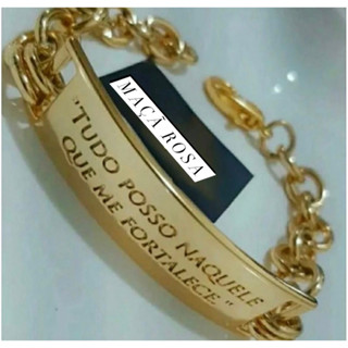 Pulseira feminina elo português Tudo Posso Naquele Que Me Fortalece.