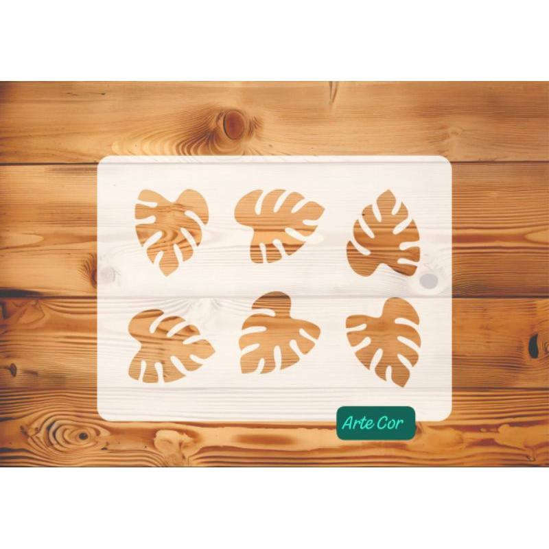 Estencil Folhas costela de adão / n.213/ Molde vazado / 20 x 15 cm em Oferta na Shopee