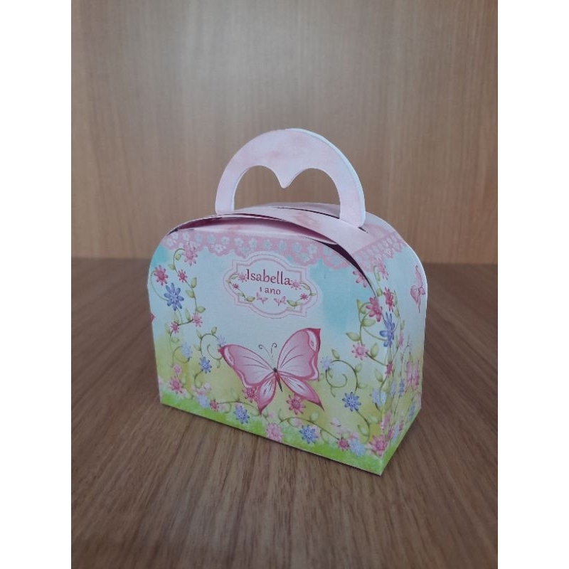 Maleta Redonda Personalizada Jardim das Borboletas Rosa | Lembrancinha Jardim Encantado e Aniversários, Chá de Bebê