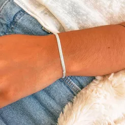 Pulseira Laminada Lisa a prata 925 e ouro 18k