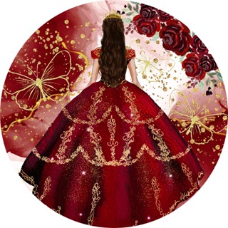 Painel Redondo Sublimado Tema 15 anos Debutante Princesa Em Tecido SRD-041