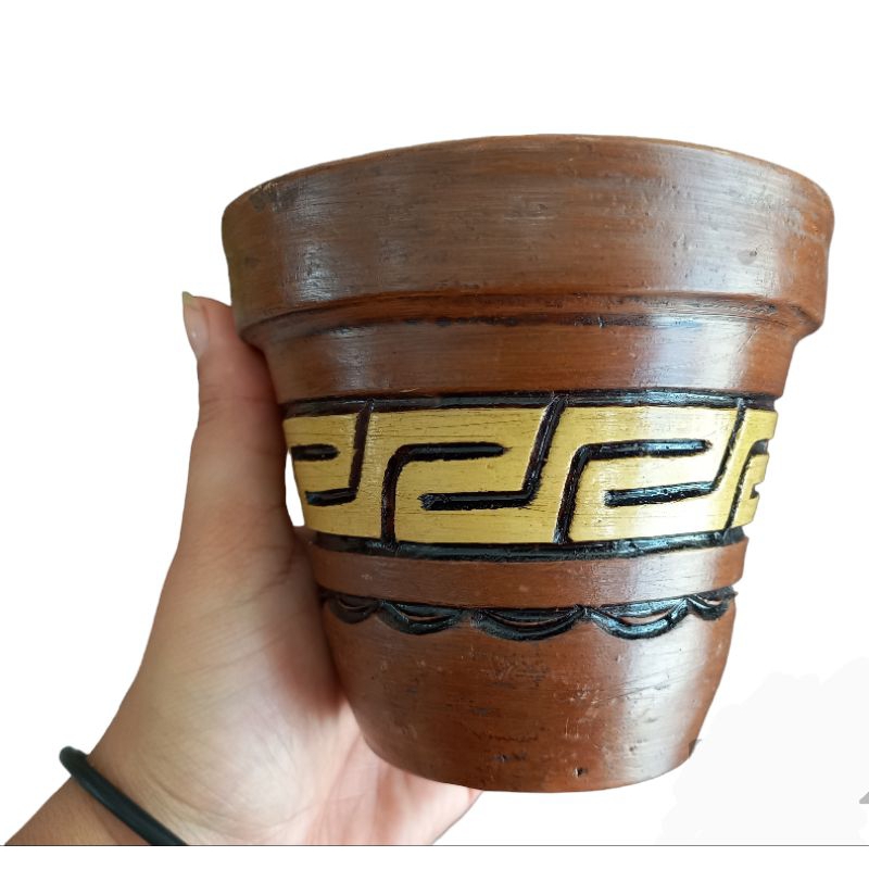 Vaso Pequeno Colonial de Barro Marajoara Artesanal