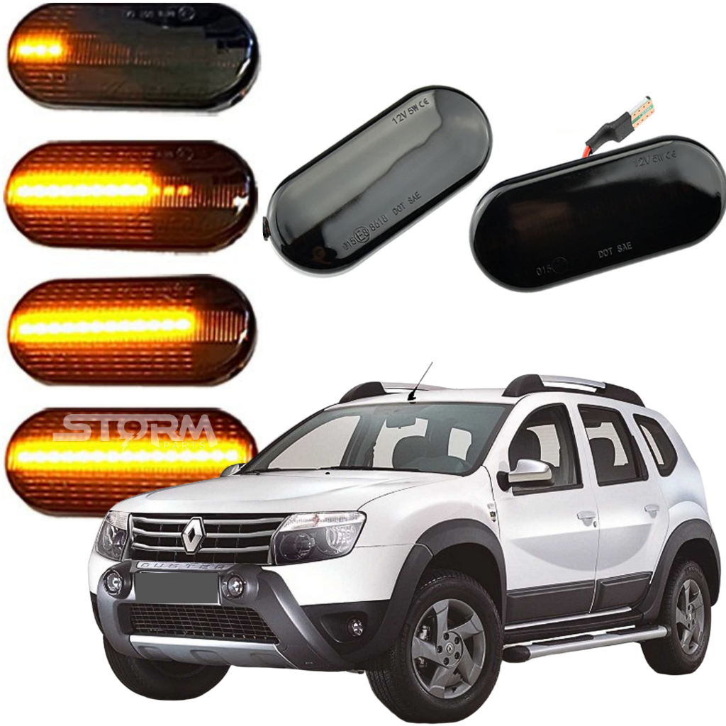 Par Pisca Dinâmico Seta Sequencial Renault Duster 2010 a 2020 repetidor Lâmpada lente completa lado